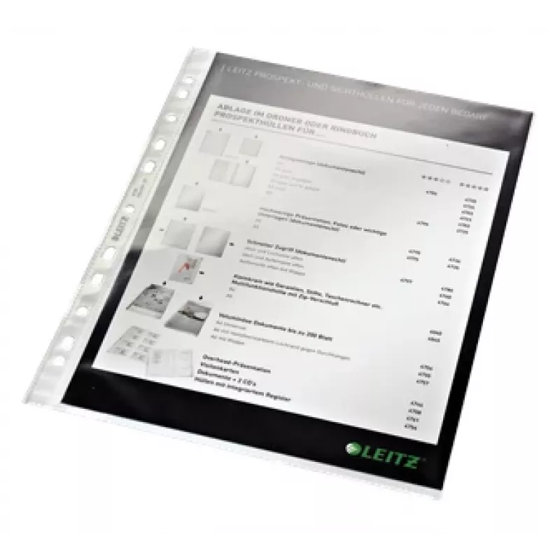 Leitz Wysokiej Jakości Kieszeń 75 my A4, A4, Przezroczysta, Polipropylen (PP), 0,075 mm, 230 mm, 1 mm