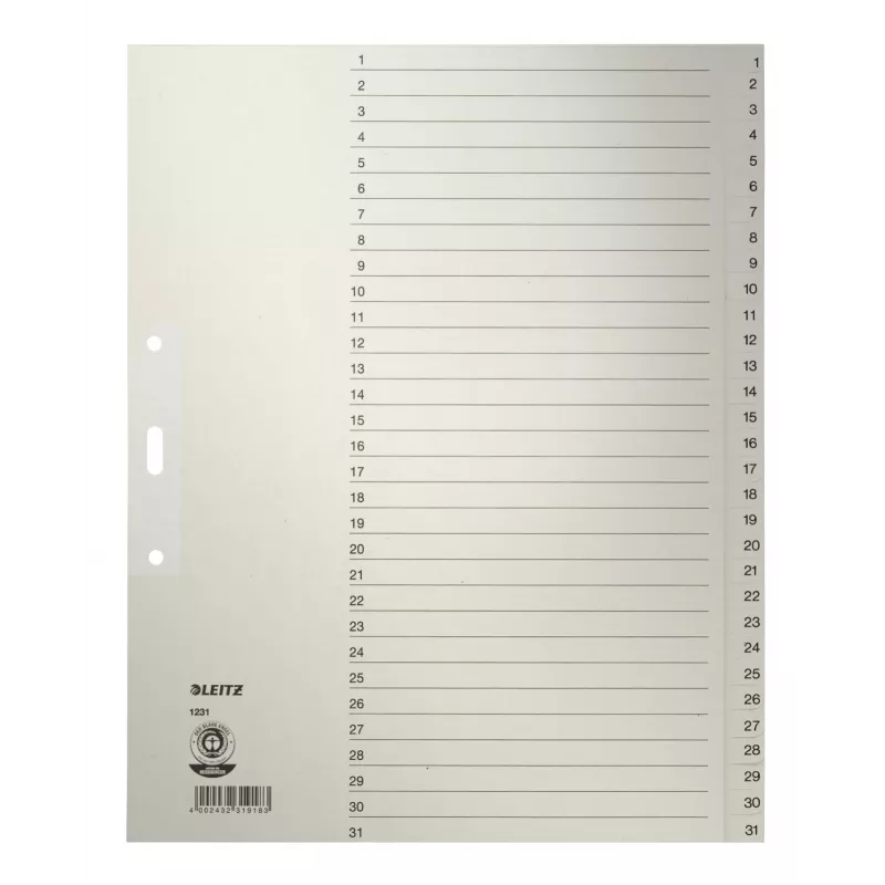 Leitz 12310085 indeks numeryczny Indeks numeryczny Papier Szary