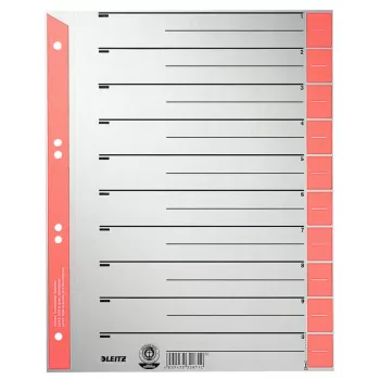 Leitz 16520025 przekładka indeksowa Indeks numeryczny Karton Szary, Czerwony