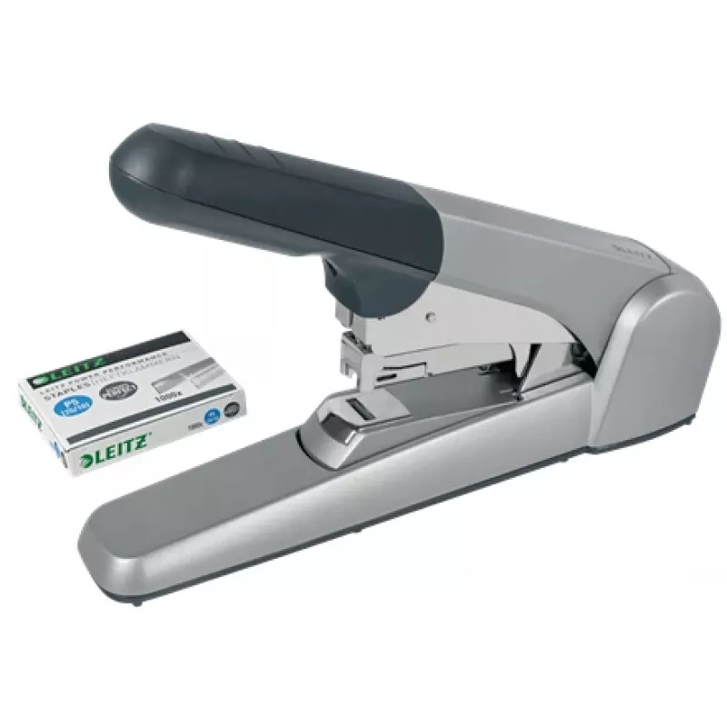 Leitz Heavy Duty zszywacz z płaskim klinczem, 60 arkuszy, szary, jasnoszary, klincz standardowy, 25/10, 6 cm, 110 zszywek
