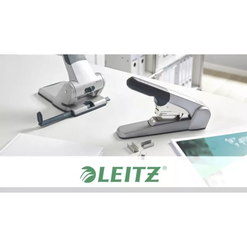 Leitz Heavy Duty zszywacz z płaskim klinczem, 60 arkuszy, szary, jasnoszary, klincz standardowy, 25/10, 6 cm, 110 zszywek