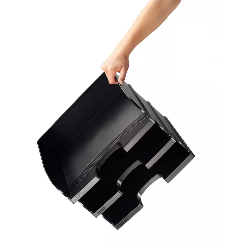 Leitz Taca na listy Plus pozioma Jumbo, tworzywo sztuczne, czarny, koperty, listy, notatki, papier, 350 x 103 x 273 mm, 363 x 273 x 103 mm, 400 g