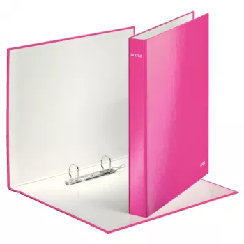 Leitz Ringbinder WOW Laminowany A4+ 2DR/25mm, A4, Karton, Różowy, Biały, 250 arkuszy, 80 g/m²