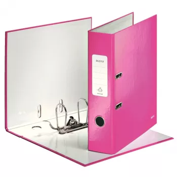 Leitz segregator dźwigniowy 180° WOW POB/Laminowany A4/80mm, A4, karton, różowy, 600 arkuszy, 80 g/m², 8 cm