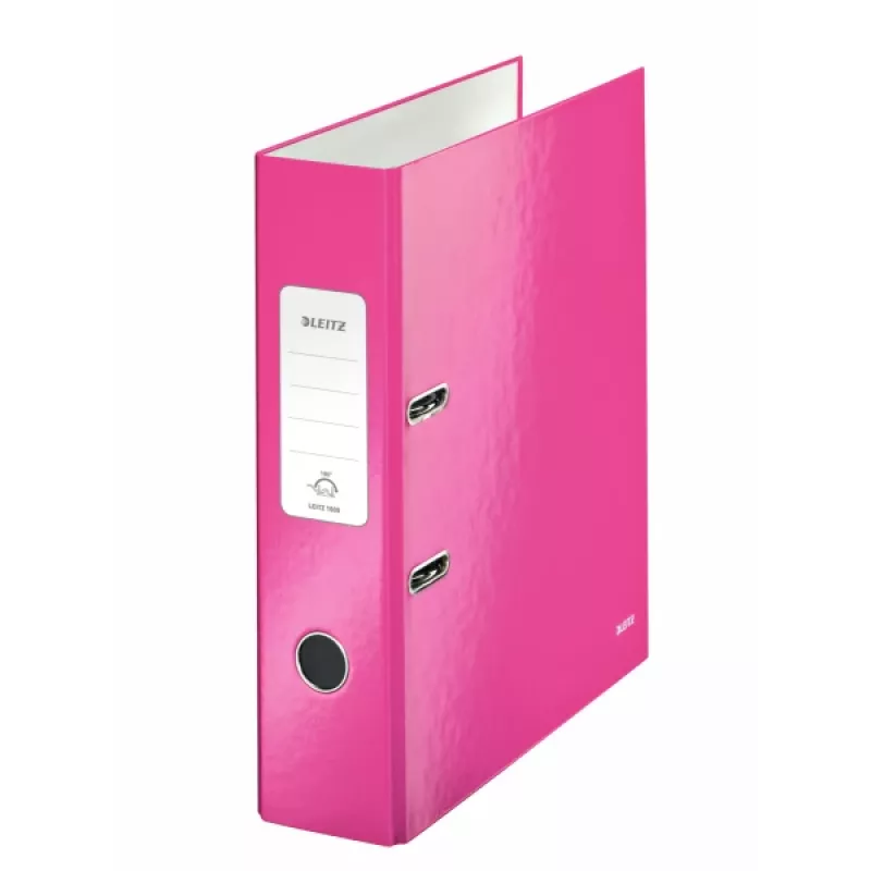 Leitz segregator dźwigniowy 180° WOW POB/Laminowany A4/80mm, A4, karton, różowy, 600 arkuszy, 80 g/m², 8 cm