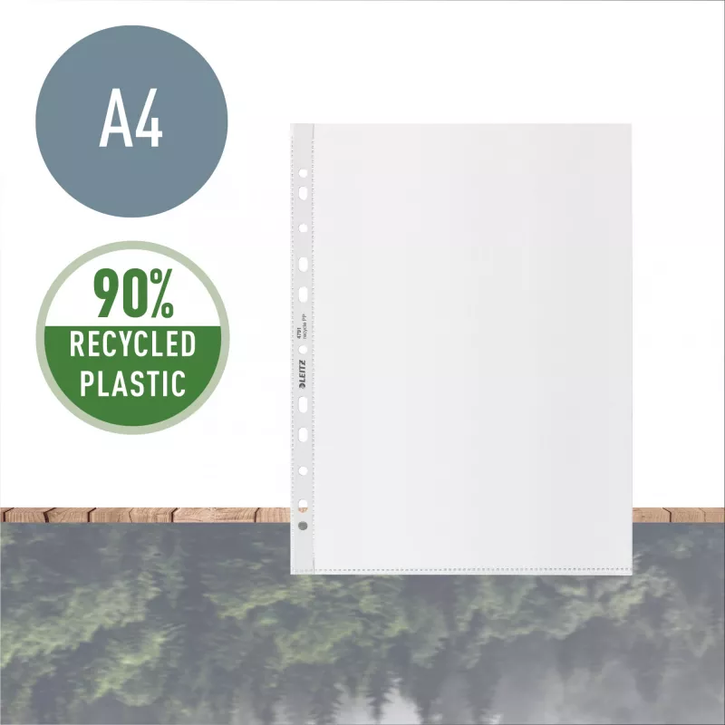 Kieszeń Leitz Recycle A4, 210 x 297 mm (A4), przezroczysta, polipropylen (PP), pionowa, 0,1 mm, 230 mm
