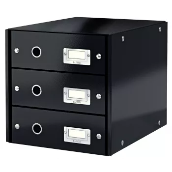Szafka z szufladami Leitz Click & Store WOW (3 szuflady), Czarna, Karton, 286 mm, 358 mm, 282 mm, 2.21 kg