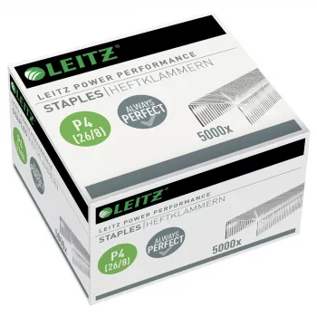 Leitz Zszywki Power Performance P4 26/8 pudełko 5000 szt., opakowanie zszywek, 26/8, 8 mm, 100 zszywek, mocowanie, 26/8