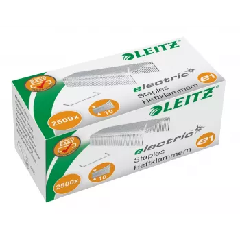 Leitz Zszywki No10 E1 Electric pudełko 2500 szt., opakowanie zszywek, 4 mm, 2500 zszywek, Mocowanie, E1, Stal ocynkowana
