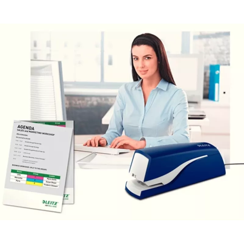 Zszywacz elektryczny Leitz 5532 NeXXt na 10 kartek, 10 kartek, 200 zszywek, 1 cm, 1 cm, tworzywo sztuczne, niebieski