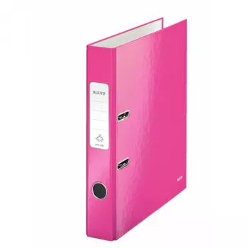 Leitz Segregator dźwigniowy 180° WOW POB/Laminowany A4/50mm, A4, Karton, Różowy, 350 arkuszy, 80 g/m², 5 cm