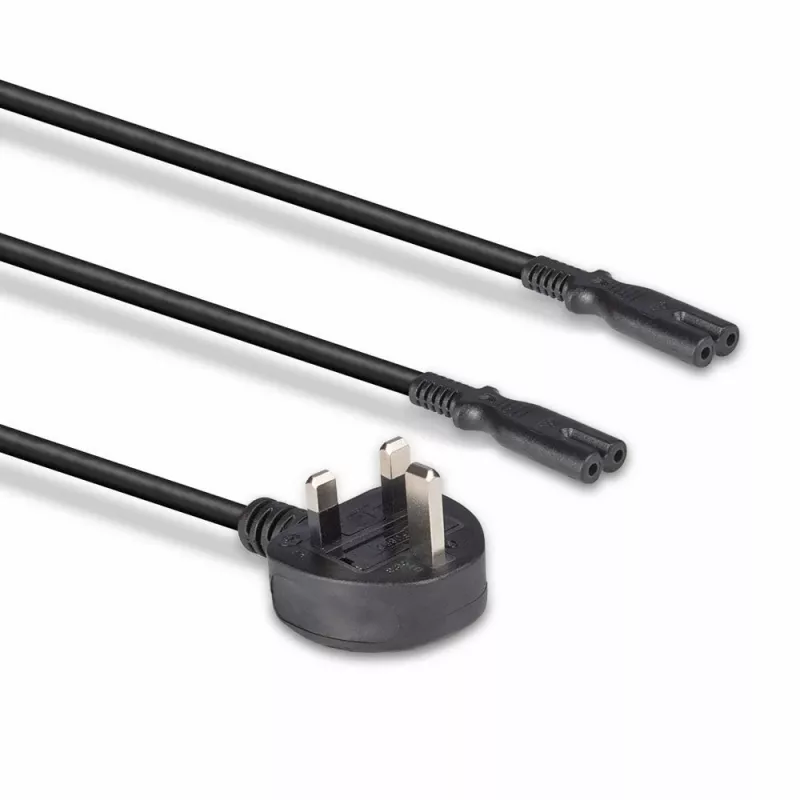 Lindy 2,5 m przedłużacz rozdzielający, wtyczka UK 3-pinowa na 2 x IEC C7, czarny