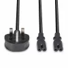 Lindy 2,5 m przedłużacz rozdzielający, wtyczka UK 3-pinowa na 2 x IEC C7, czarny