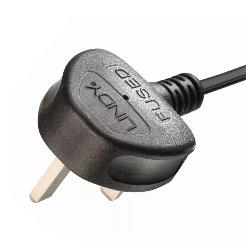 Lindy 2,5 m przedłużacz rozdzielający, wtyczka UK 3-pinowa na 2 x IEC C7, czarny