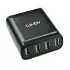 Lindy 60m 4 Port USB 2.0 Cat.6 Extender, USB 2.0, RJ-45, USB 2.0, Czarny, Metal, 52 mm, 60 mm
