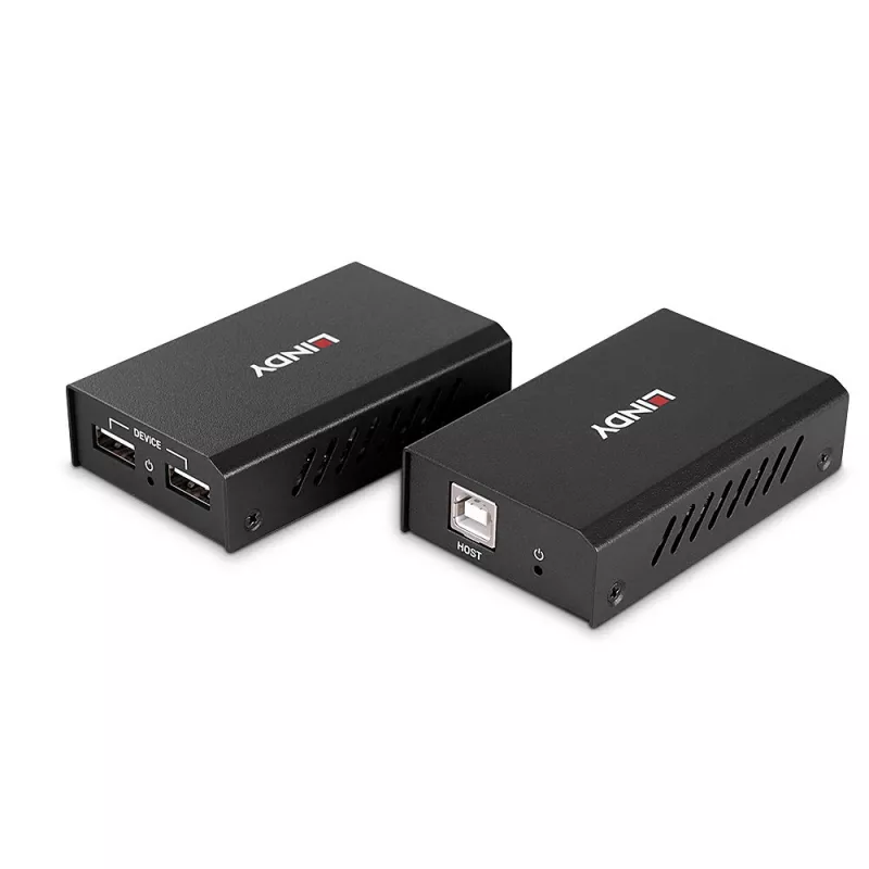 Lindy 100m 2 Port USB 2.0 Cat. 6 Extender, nadajnik i odbiornik AV, 100 m, przewodowy, czarny