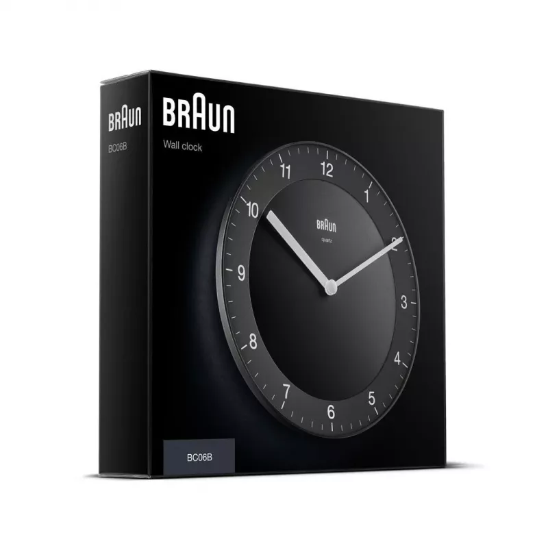 Braun BC 06 B Czarny zegar ścienny kwarcowy analogowy Okrągły Czarny
