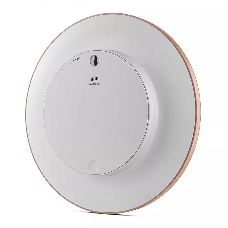 Zegar ścienny BRAUN BC 17 PW DCF — analogowy zegar sterowany radiowo DCF, różowo-biały