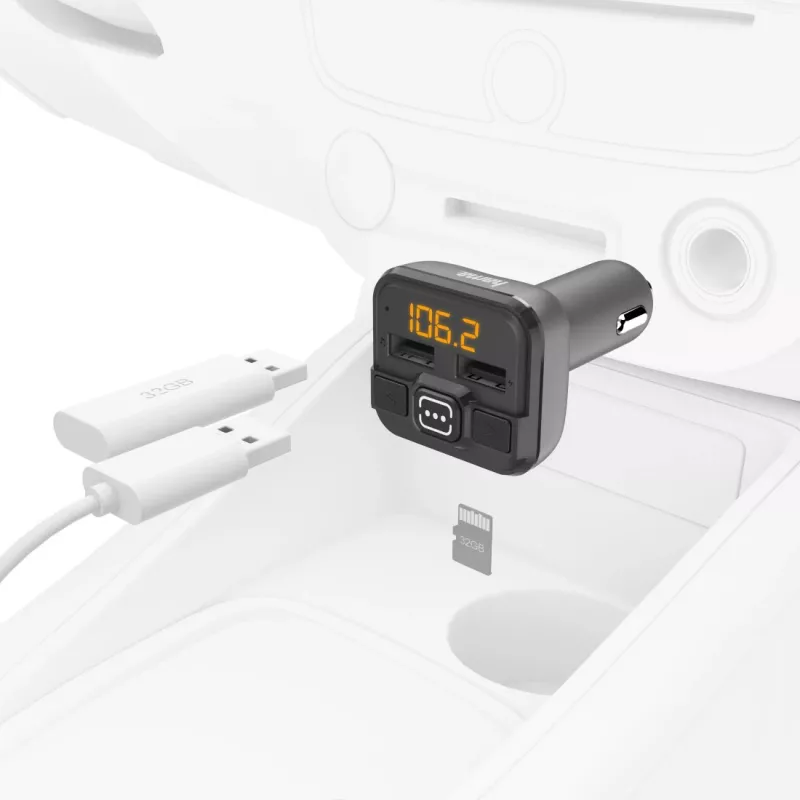 Hama 00014164 Nadajnik FM 87,6 - 107,9 MHz Gniazdo zapalniczki Szary