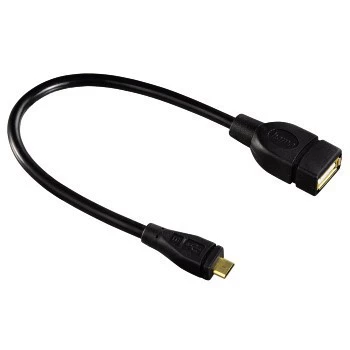 adapter kablowy USB 2.0 Hama, 0,15 m, USB A, Micro-USB B, USB 2.0, męski/żeński, czarny