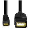 adapter kablowy USB 2.0 Hama, 0,15 m, USB A, Micro-USB B, USB 2.0, męski/żeński, czarny