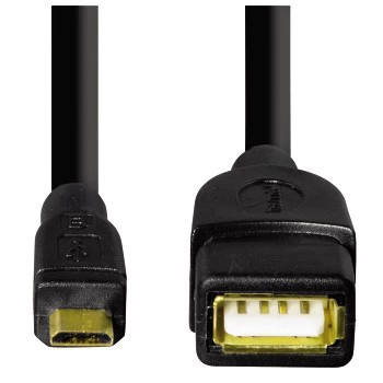 adapter kablowy USB 2.0 Hama, 0,15 m, USB A, Micro-USB B, USB 2.0, męski/żeński, czarny