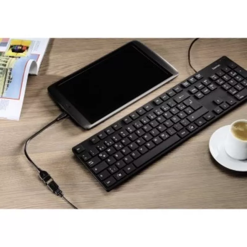 adapter kablowy USB 2.0 Hama, 0,15 m, USB A, Micro-USB B, USB 2.0, męski/żeński, czarny