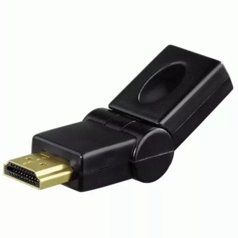 Kompaktowy adapter Hama HDMI wtyk - gniazdo HDMI, obrotowy, czarny