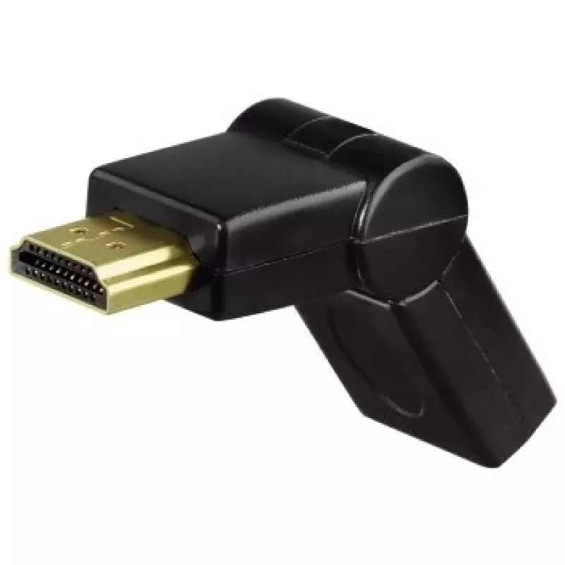 Kompaktowy adapter Hama HDMI wtyk - gniazdo HDMI, obrotowy, czarny