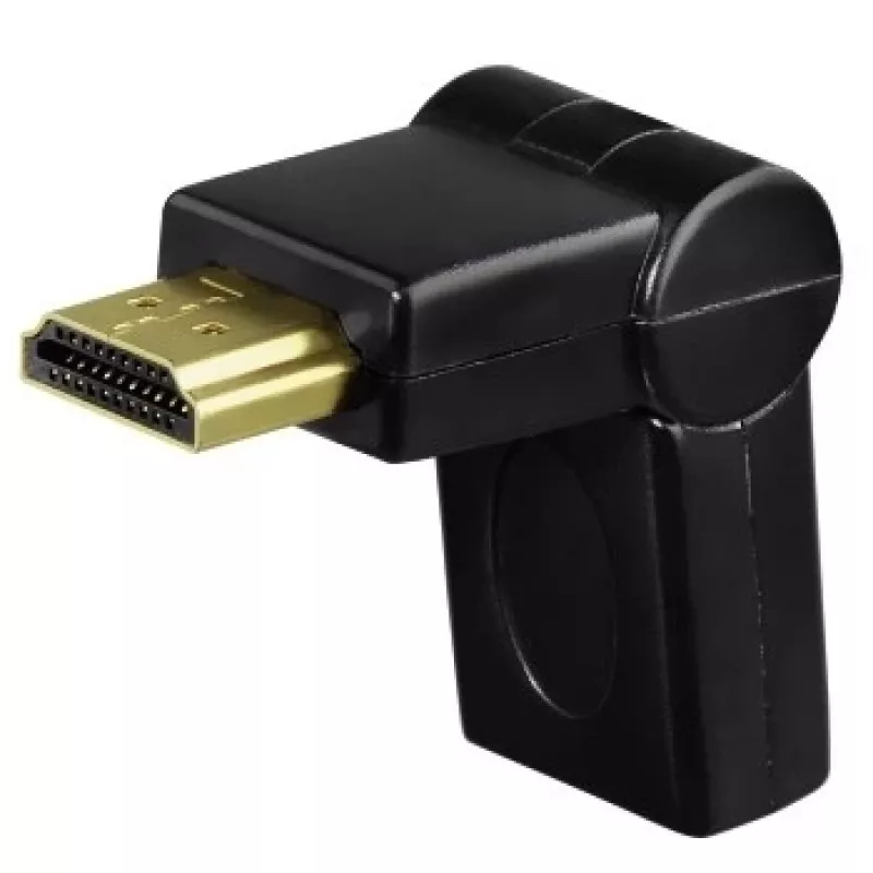 Kompaktowy adapter Hama HDMI wtyk - gniazdo HDMI, obrotowy, czarny