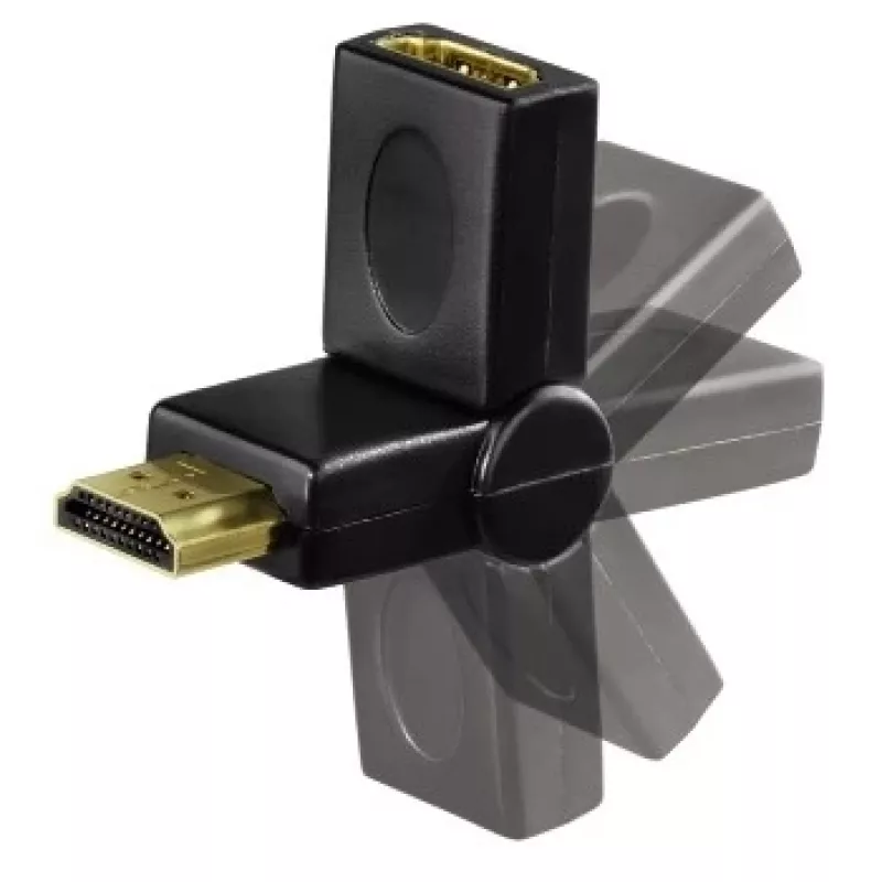 Kompaktowy adapter Hama HDMI wtyk - gniazdo HDMI, obrotowy, czarny