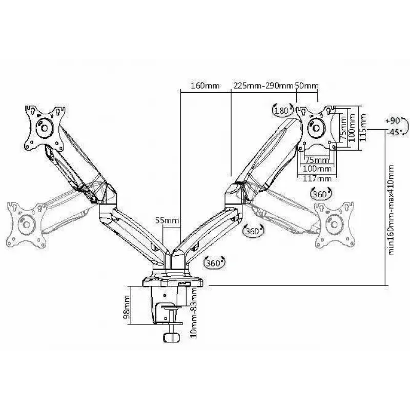 Uchwyt montażowy Equip Interactive Dual Monitor Desk Mount 13–27 cali
