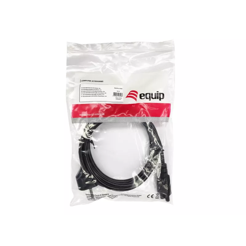 Equip Wysokiej Jakości Przewód Zasilający, C5 do Schuko, 1,8 m, 1,8 m, CEE 7/7, IEC C5, H05VV-F3G, 250 V, 2,5 A