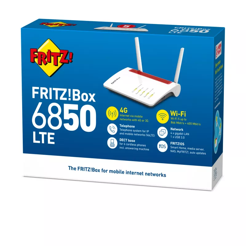Box FRITZ 6850 LTE router bezprzewodowy Gigabit Ethernet Dwuzakresowy (2.4 GHz / 5 GHz) 4G Biały