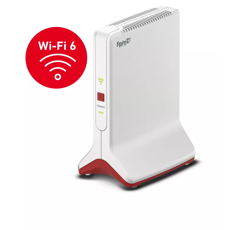 Bezprzewodowy wzmacniacz zasięgu AVM FRITZ!Repeater 6000 Edition International — trójzakresowy 6000 Mbps, 2x LAN, biały