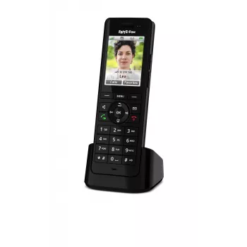 Bezprzewodowa słuchawka DECT AVM FRITZ! X6 czarna — głośnik, automatyczna sekretarka, identyfikacja numeru, książka telefoniczna na 100 wpisów