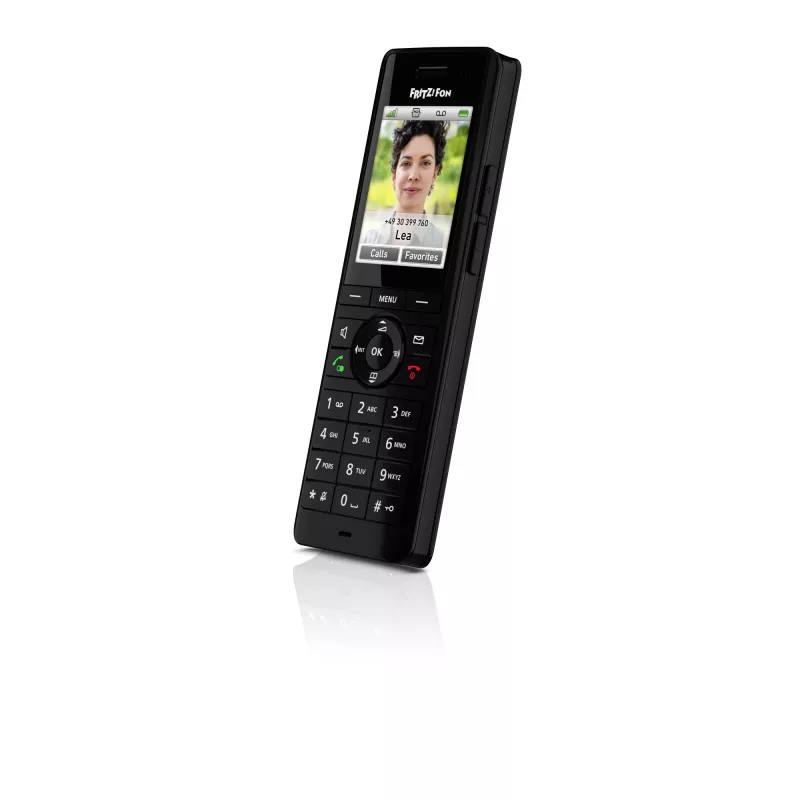 Bezprzewodowa słuchawka DECT AVM FRITZ! X6 czarna — głośnik, automatyczna sekretarka, identyfikacja numeru, książka telefoniczna na 100 wpisów