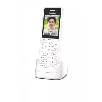 Słuchawka bezprzewodowa DECT FRITZ X6 biała International — głośnik, automatyczna sekretarka, książka telefoniczna na 100 wpisów