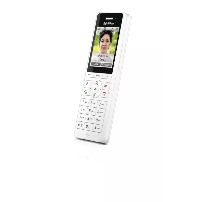 Słuchawka bezprzewodowa DECT FRITZ X6 biała International — głośnik, automatyczna sekretarka, książka telefoniczna na 100 wpisów
