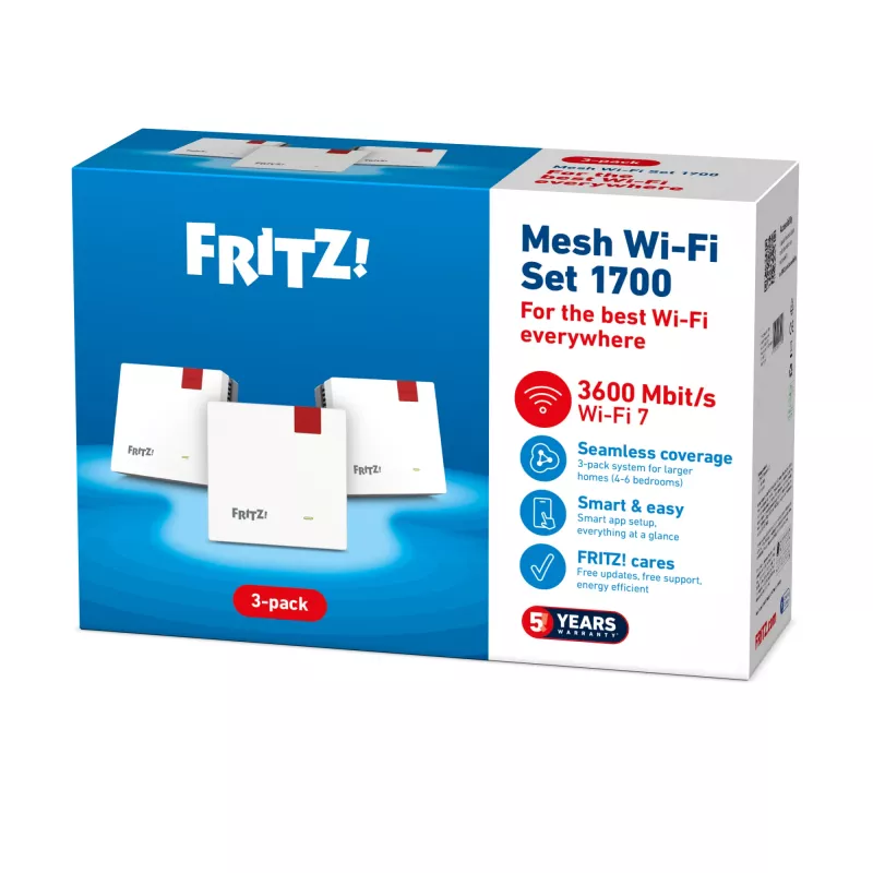 Zestaw Mesh Wi-Fi FRITZ 1700 3 szt., biały, anteny wewnętrzne