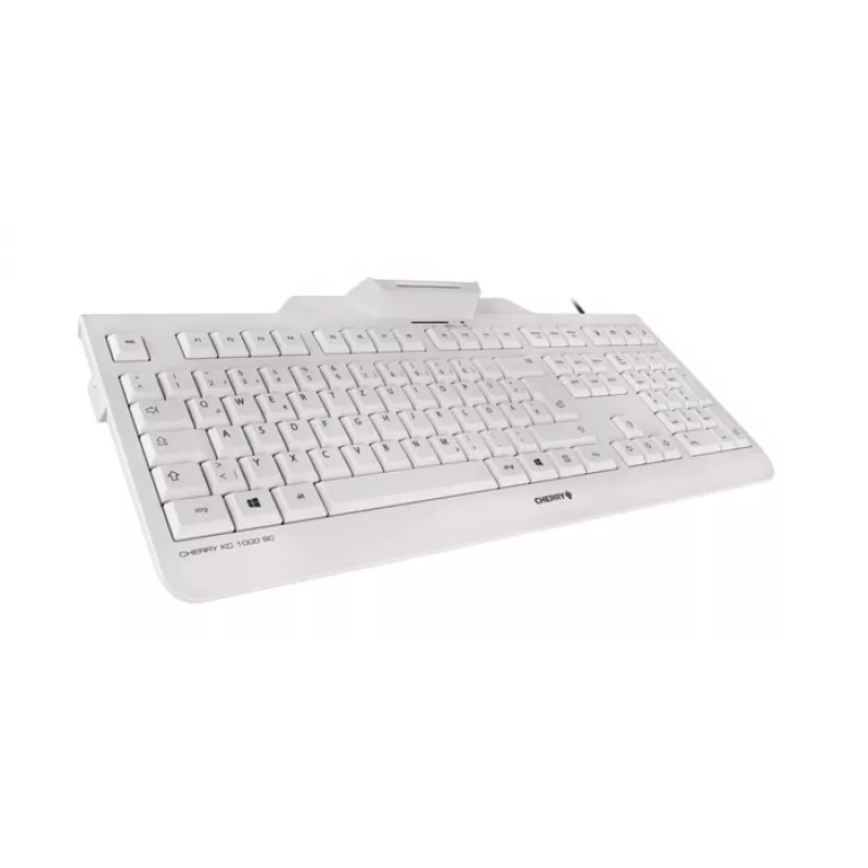 CHERRY KC 1000 SC klawiatura Uniwersalny USB AZERTY Belgijska Biała