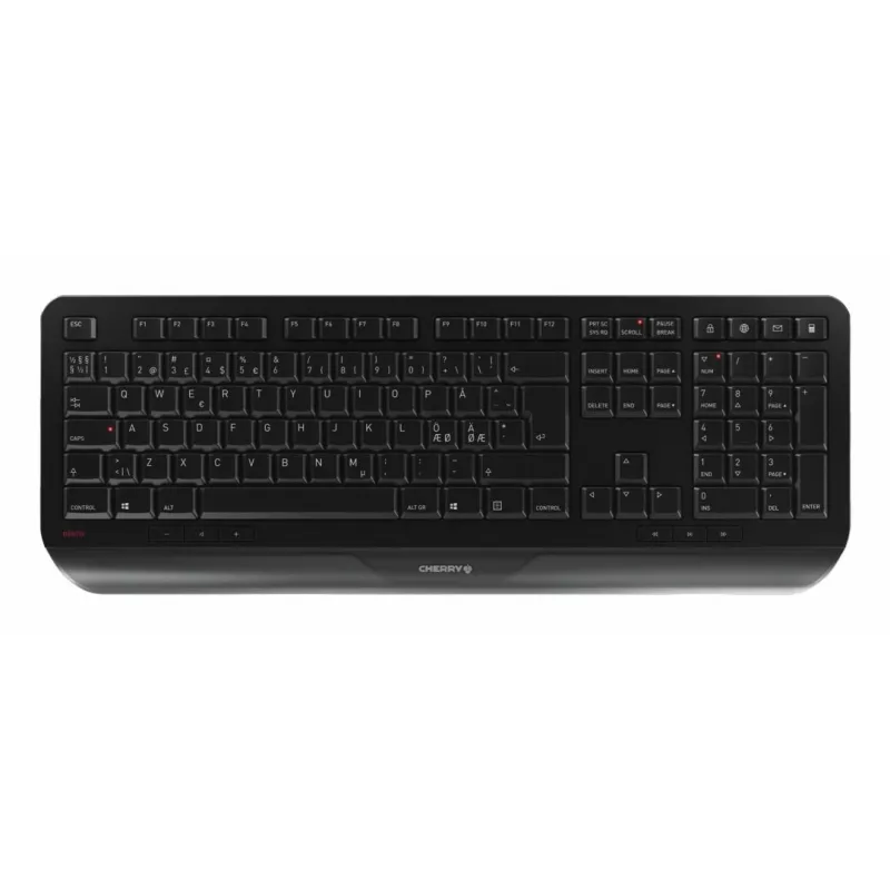 CHERRY GENTIX DESKTOP, pełnowymiarowa (100%), bezprzewodowa, RF Wireless, QWERTY, czarna, mysz w zestawie