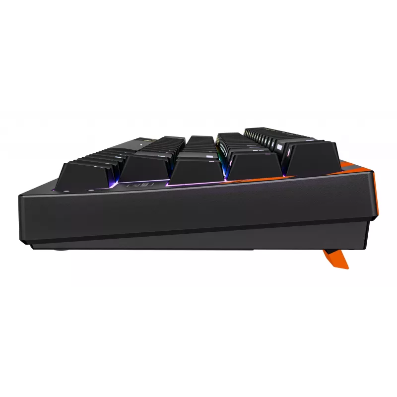 Mechaniczna klawiatura gamingowa Cherry K5 Pro TMR Compact — układ 65%, QWERTZ, podświetlenie RGB, przewodowa USB, kabel 2 m, czarno-pomarańczowa