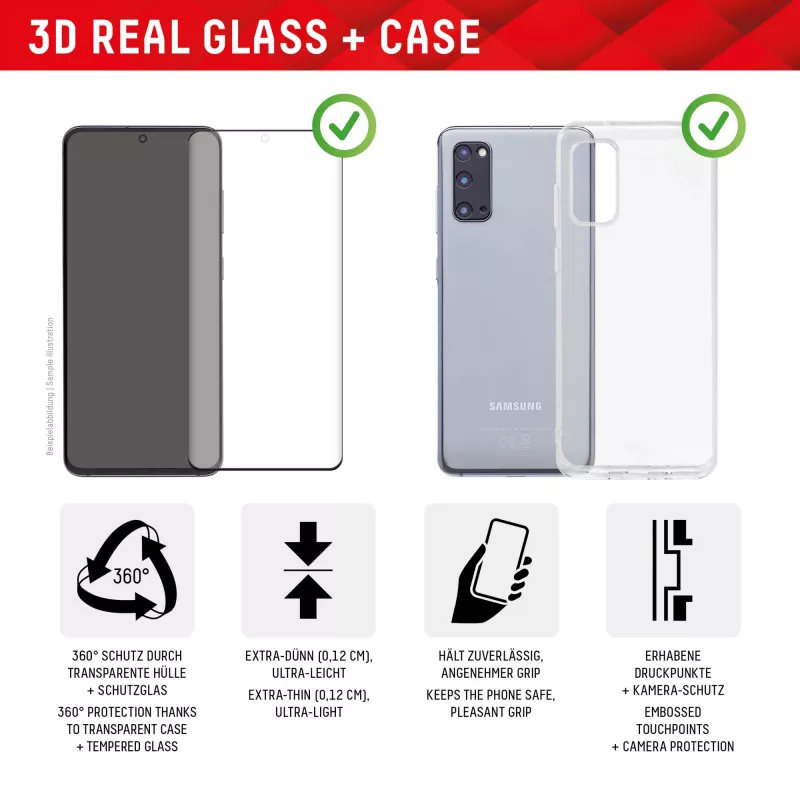 Displex Szkło Ochronne + Etui dla Samsung Galaxy S23 Ultra, Eko Ramka Montażowa, Pełne Pokrycie