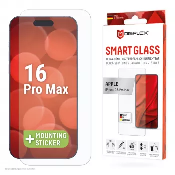 Displex Smart Glass (9H) do Apple iPhone 16 Pro Max, naklejka montażowa, niezniszczalne