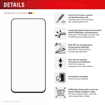 Displex Premium Ochrona ekranu (Full osłona, 10H) dla Samsung Galaxy S24 FE, ramka montażowa Eco, Full osłona