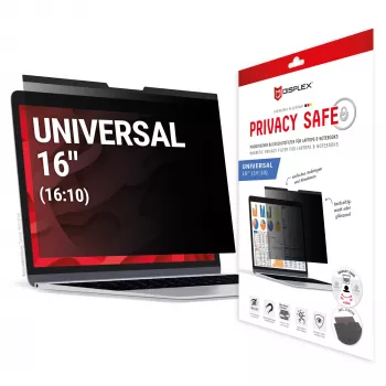 Filtr prywatności e.v.i. Displex PRIVACY SAFE magnetyczny dwukierunkowy do 16-calowego laptopa/notebooka (16:10), bezramkowy, błyszczący/matowy, 3H