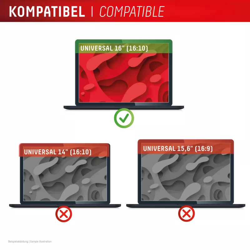 Filtr prywatności e.v.i. Displex PRIVACY SAFE magnetyczny dwukierunkowy do 16-calowego laptopa/notebooka (16:10), bezramkowy, błyszczący/matowy, 3H