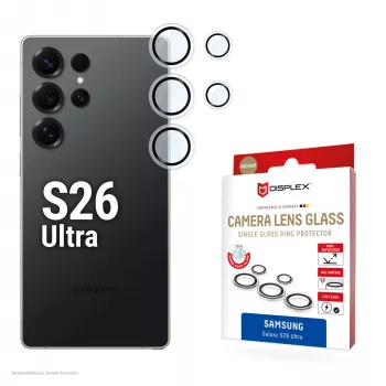 Szkło ochronne na obiektyw aparatu e.v.i. S26 Ultra Glas (do Galaxy S26 Ultra), hartowane, węglowe, 10H, DLC, Quick Mount, pojedynczy pierścień, przezroczyste