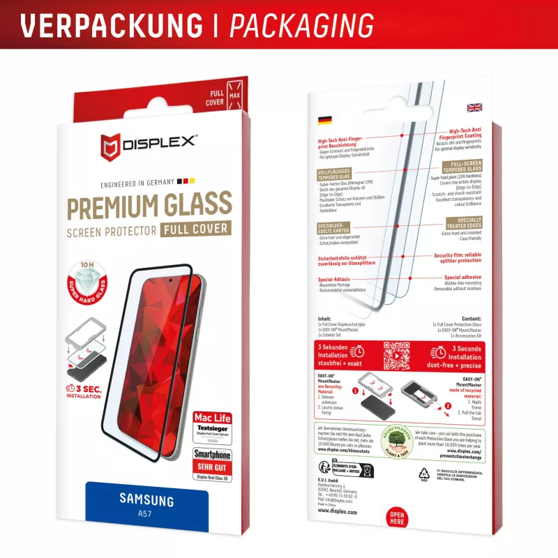 Displex Premium Ochrona ekranu (Full osłona, 10H) do Samsung A57, Full osłona